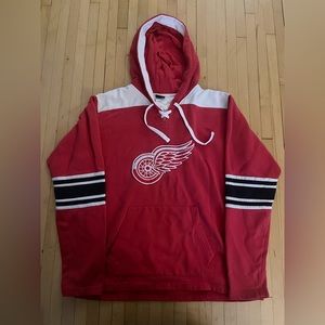 Detroit Redwings Lace-up Hooded Sweatshirt
